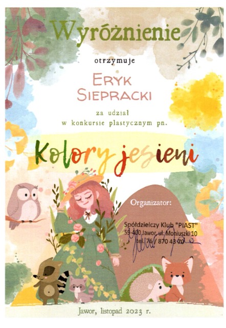 SP Sokołowiec - Wyróżnienia dla plastyków