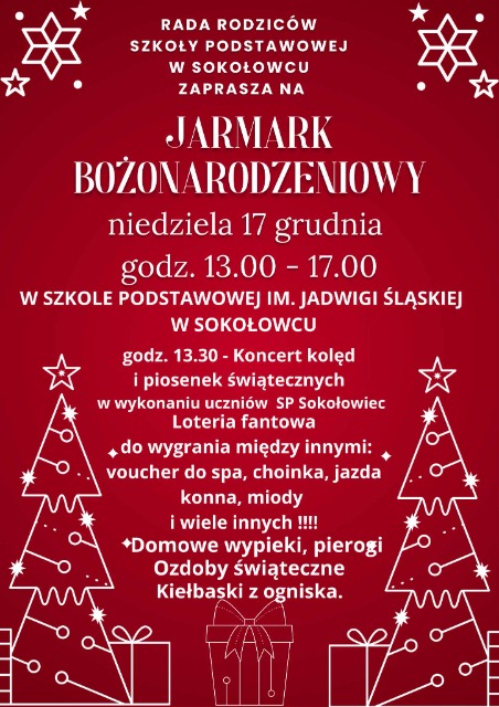 SP Sokołowiec - Zapraszamy na Jarmark Bożonarodzeniowy