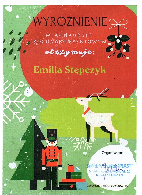 SP Sokołowiec - Bożonarodzeniowy konkurs plastyczny na ozdobę choinkową oraz stroik świąteczny - WYRÓŻNIENIA. BRAWO!