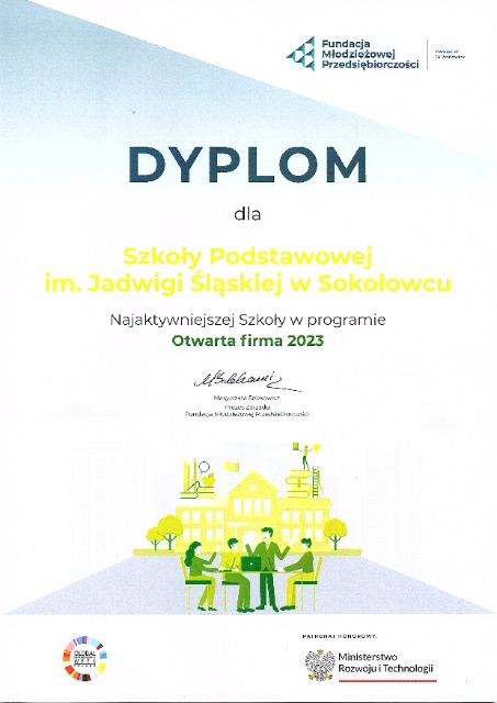 SP Sokołowiec - "OTWARTA FIRMA 2023" - jesteśmy LAUREATAMI...