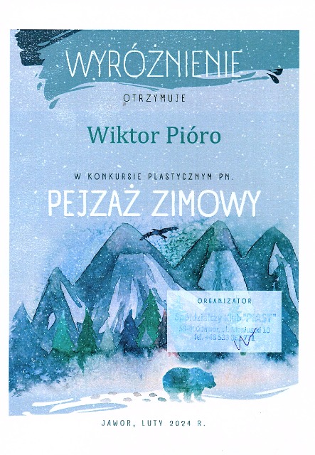 SP Sokołowiec - Kolejna edycja konkursu pn. „Pejzaż zimowy” rozstrzygnięta!