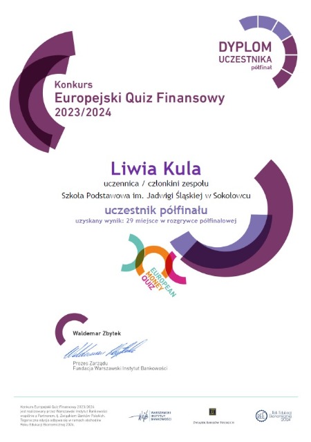 SP Sokołowiec - Brawo WY!   Brawo organizator Warszawski Instytut Bankowości