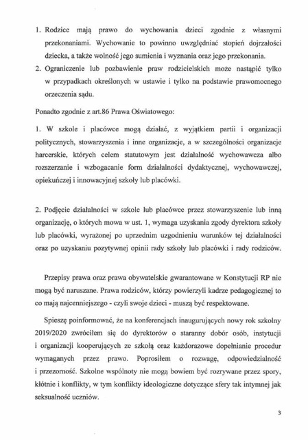 SP Sokołowiec - List Dolnośląskiego Kuratora Oświaty do Rodziców