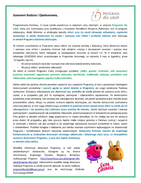 SP Sokołowiec - List od Krajowego Ośrodka Wsparcia Rolnictwa