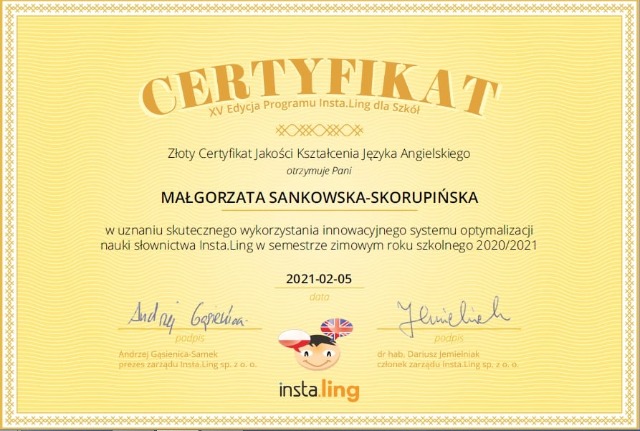 SP Sokołowiec - ZŁOTY CERTYFIKAT .....