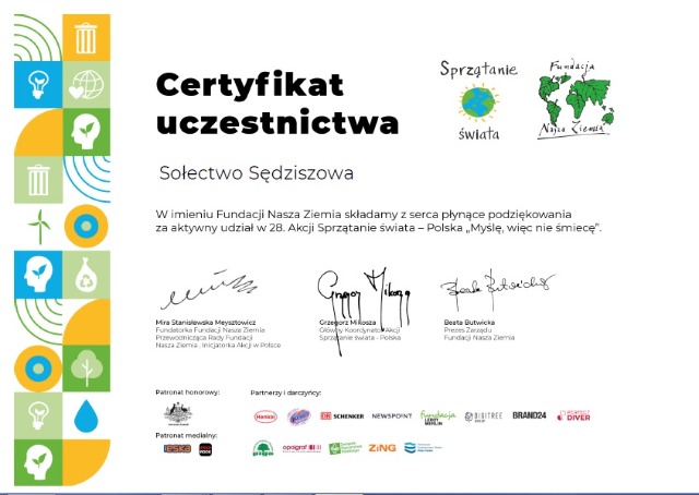 SP Sokołowiec - „28. Akcji Sprzątanie świata – Polska” - CERTIFIKATY