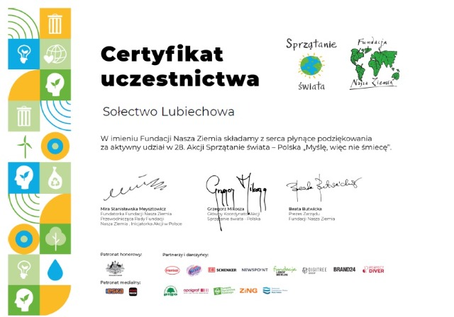 SP Sokołowiec - „28. Akcji Sprzątanie świata – Polska” - CERTIFIKATY