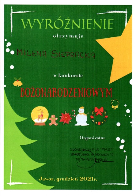 SP Sokołowiec - WYRÓŻNIENIA w konkursie BOŻONARODZENIOWYM...