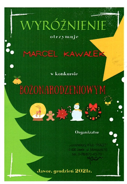 SP Sokołowiec - WYRÓŻNIENIA w konkursie BOŻONARODZENIOWYM...
