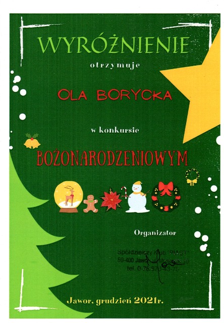 SP Sokołowiec - WYRÓŻNIENIA w konkursie BOŻONARODZENIOWYM...