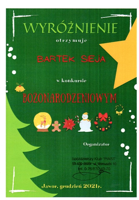 SP Sokołowiec - WYRÓŻNIENIA w konkursie BOŻONARODZENIOWYM...