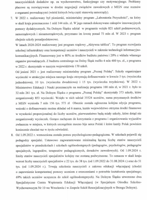 SP Sokołowiec - LIST DOLNOŚLĄSKIEGO KURATORA OŚWIATY