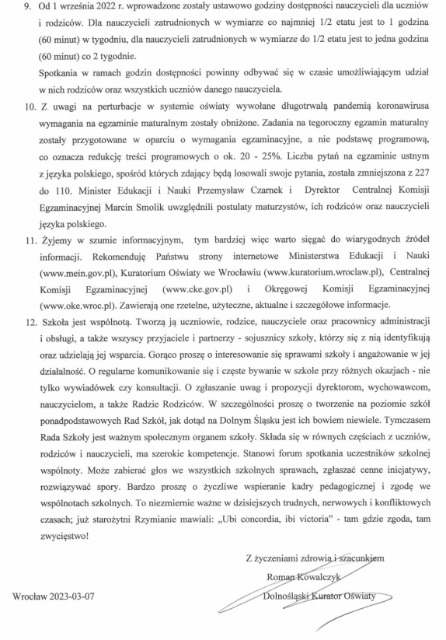 SP Sokołowiec - LIST DOLNOŚLĄSKIEGO KURATORA OŚWIATY