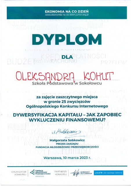 SP Sokołowiec - Nasi młodzi ekonomiści wśród laureatów….